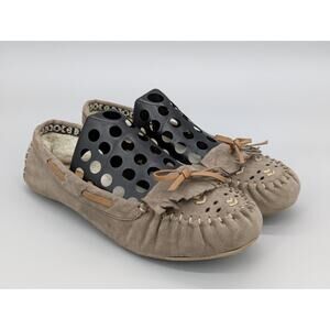 Girl Mia Women Blanche Taupe Leather Suede Flats Lined Moccasins Size 6.5M